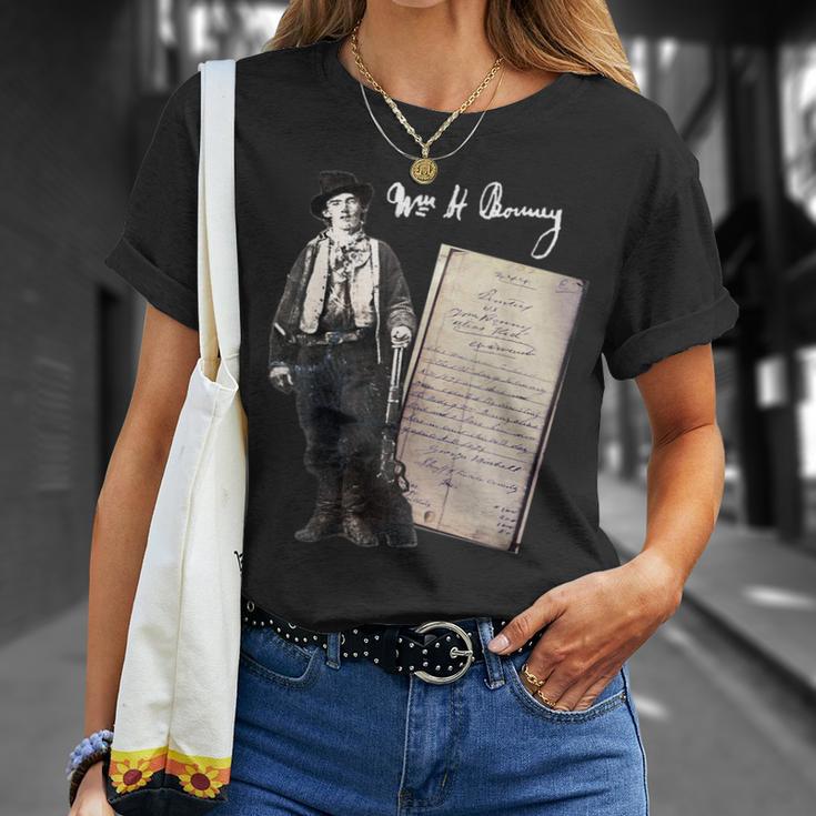 Billy Kid William Bonney Original Signature Arrest Warrant T-Shirt Gifts for Her