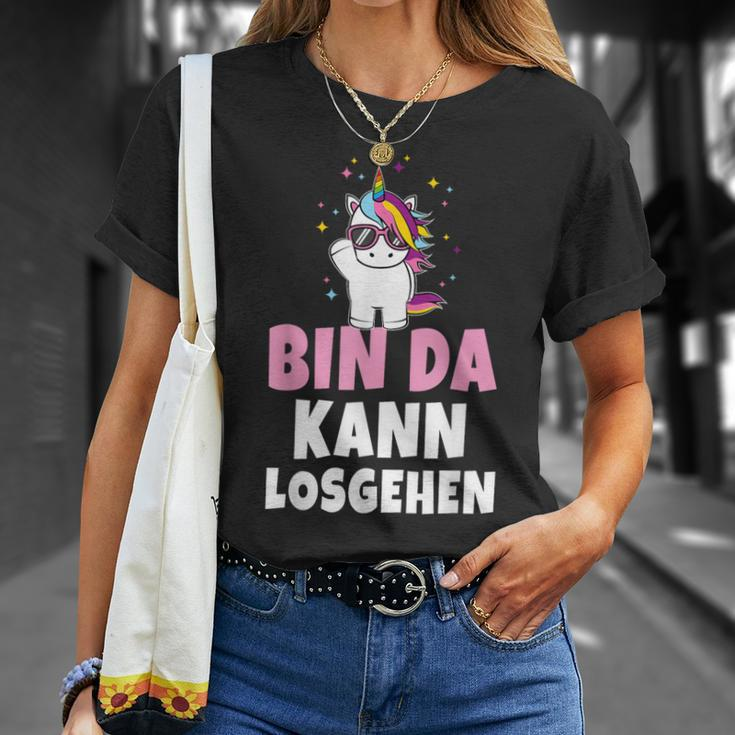 Bin Da Kann Losgehen Unicorn Party Sayings T-Shirt Geschenke für Sie