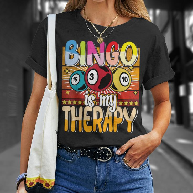 Bingo Is My Therapy Bingo Player Gambling Bingo T-Shirt Gifts for Her