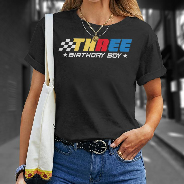 Birthday Boy 3 Three Race Car 3Rd Racing Pit Crew Driver T-Shirt Gifts for Her