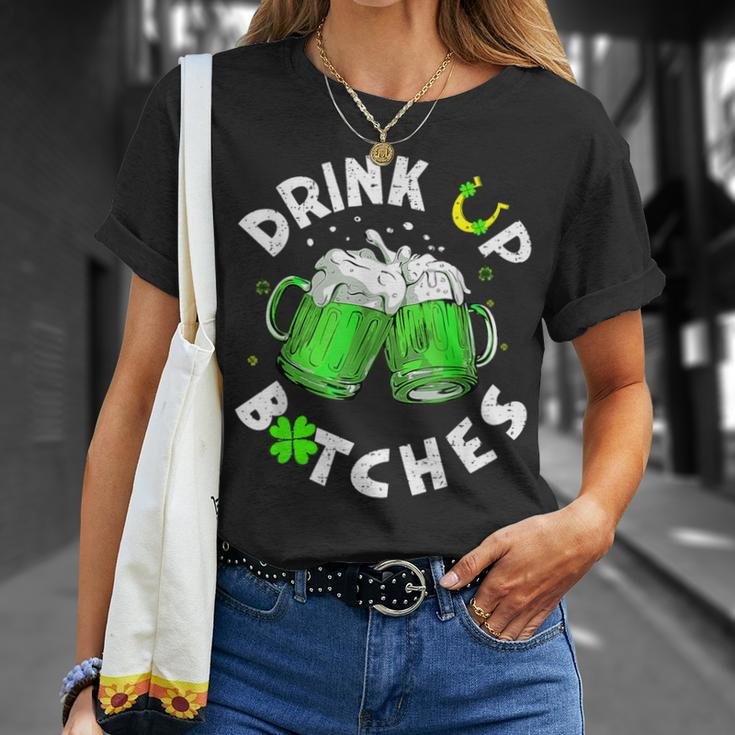 Bitches Drink Up St Patrick's Day Beer Lover Womens T-Shirt Gifts for Her