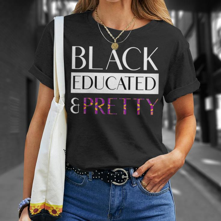 Black Educated And Pretty Kente Pattern West African Style T-Shirt Gifts for Her