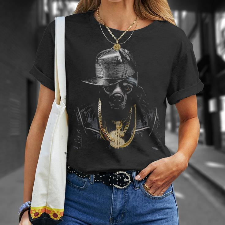 Black Pit Bull Rapper As Hip Hop Artist Dog T-Shirt Gifts for Her