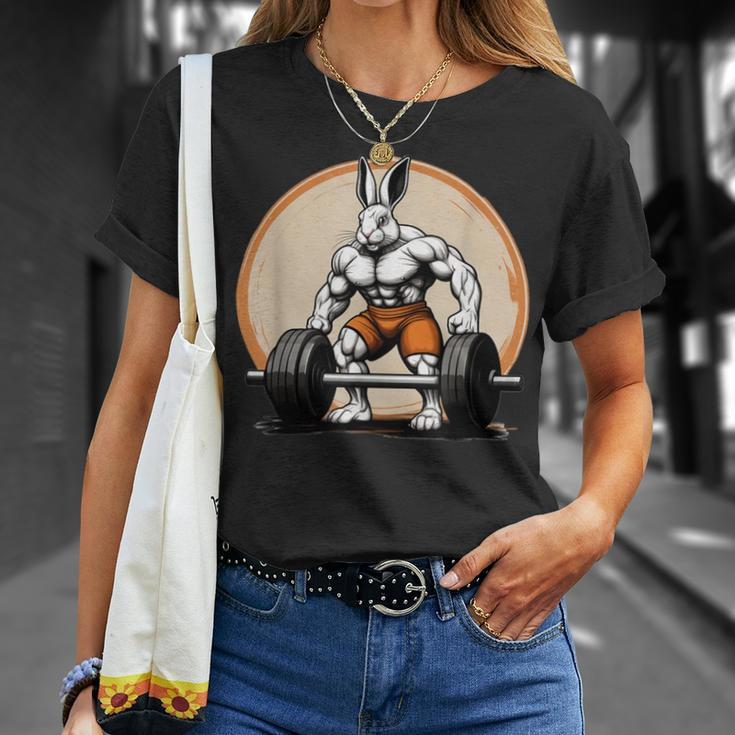 Bodybuilder Easter Bunny Powerlifting In The Gym T-Shirt Gifts for Her