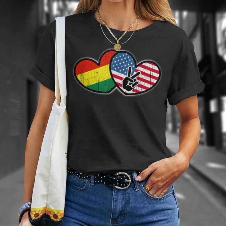 Bolivian American Heart And National Flags T-Shirt Gifts for Her