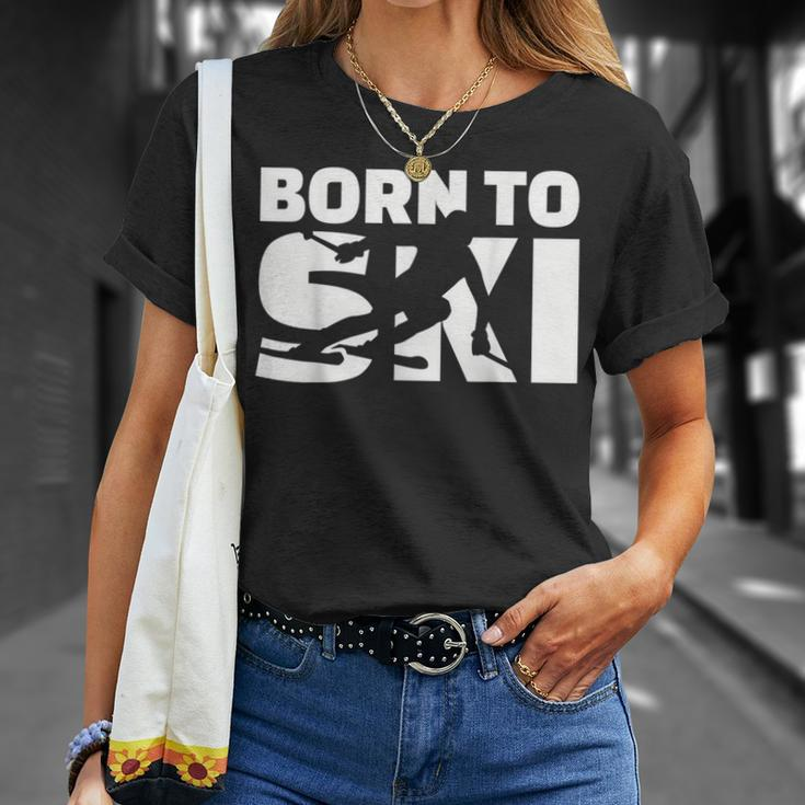 Born to Ski Schwarz T-Shirt, Pistenmotiv für Skifahrer Geschenke für Sie