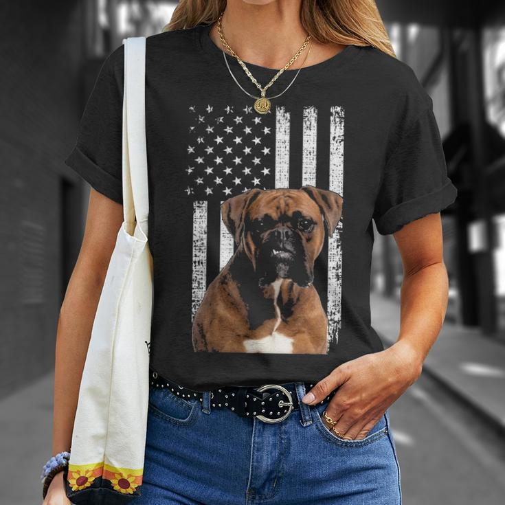 Boxer Dog American Flag Boxer Dad With Us Flag T-Shirt Gifts for Her