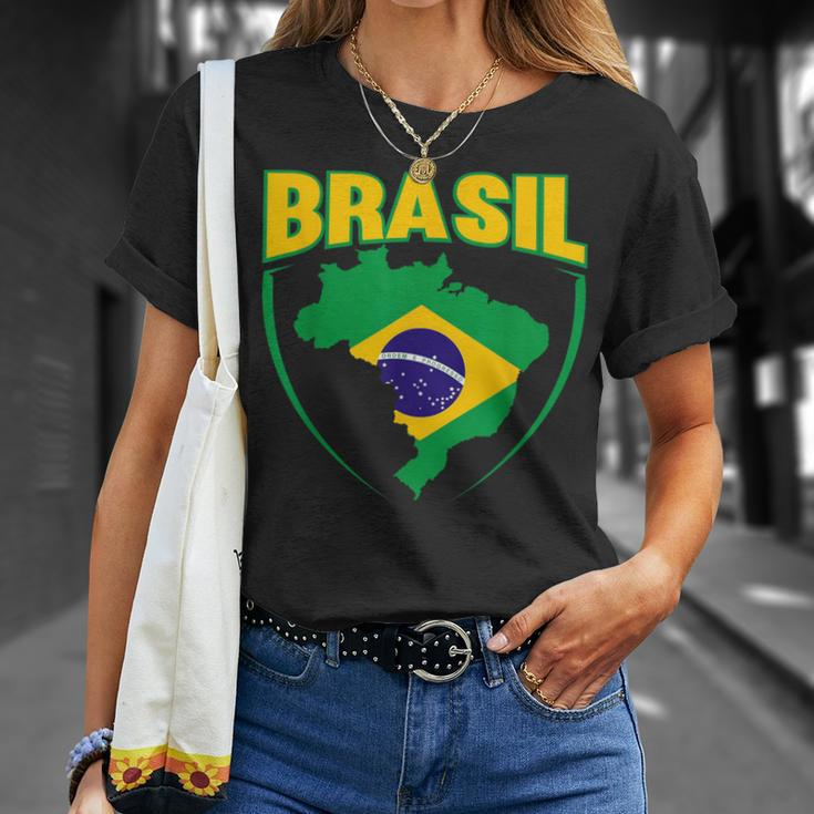Brasil Sport Soccer Football Brazilian Flag T-Shirt Gifts for Her