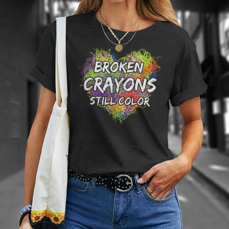 Broken Crayons Still Color Colorful Mental Health Awareness T-Shirt Gifts for Her