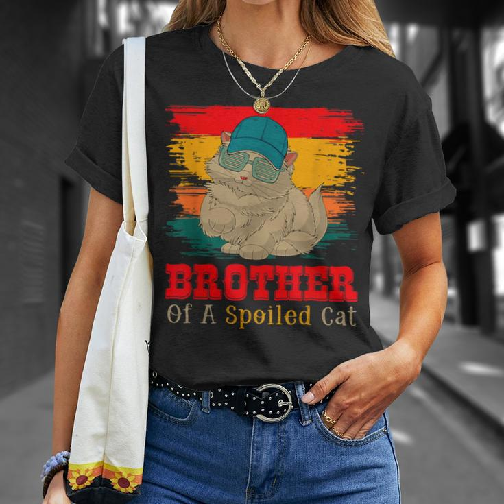 Brother Of A Spoiled Cute Cat Father's Day Cat Sunglasses T-Shirt Gifts for Her