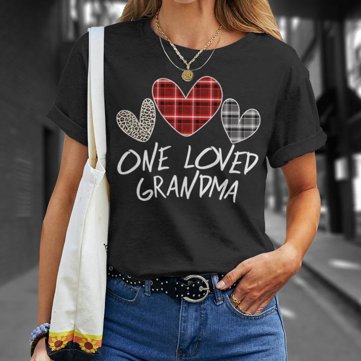 Buffalo Plaid One Loved Grandma Heart Valentine's Day T-Shirt Gifts for Her