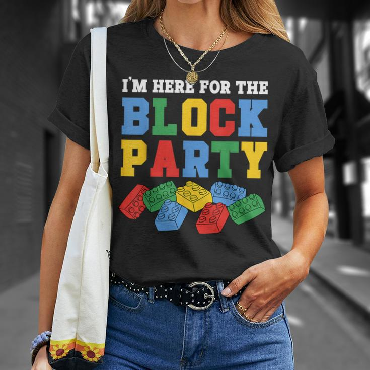 Building Brick I'm Here For The Block Party Master Builder T-Shirt Gifts for Her
