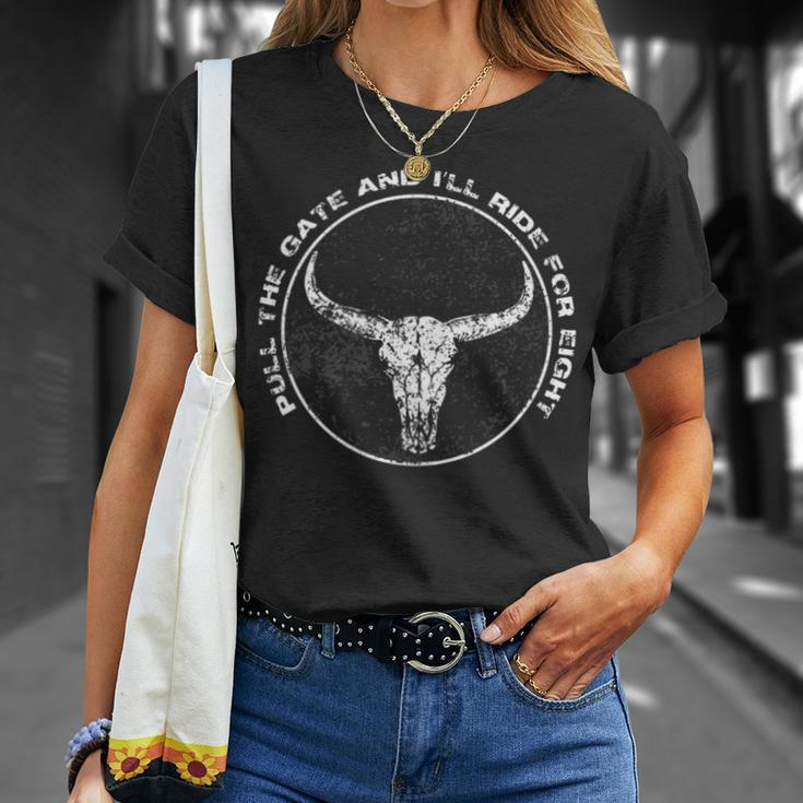 Bull Rider JrRodeo Bull Riding Pull The Gate Ride For 8 T-Shirt Gifts for Her