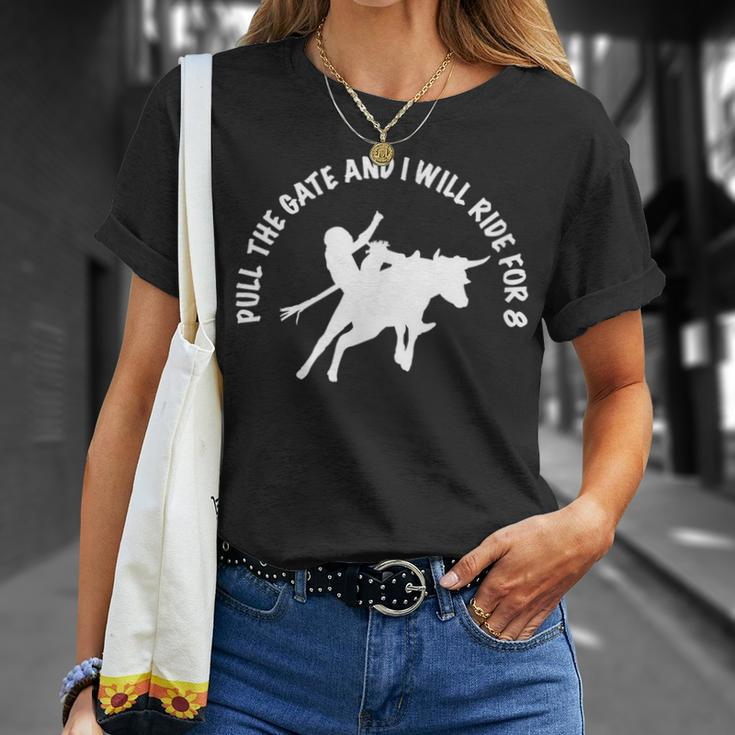 Bull Riding Jr Bull Rider Pull The Gate Ride For 8 T-Shirt Gifts for Her