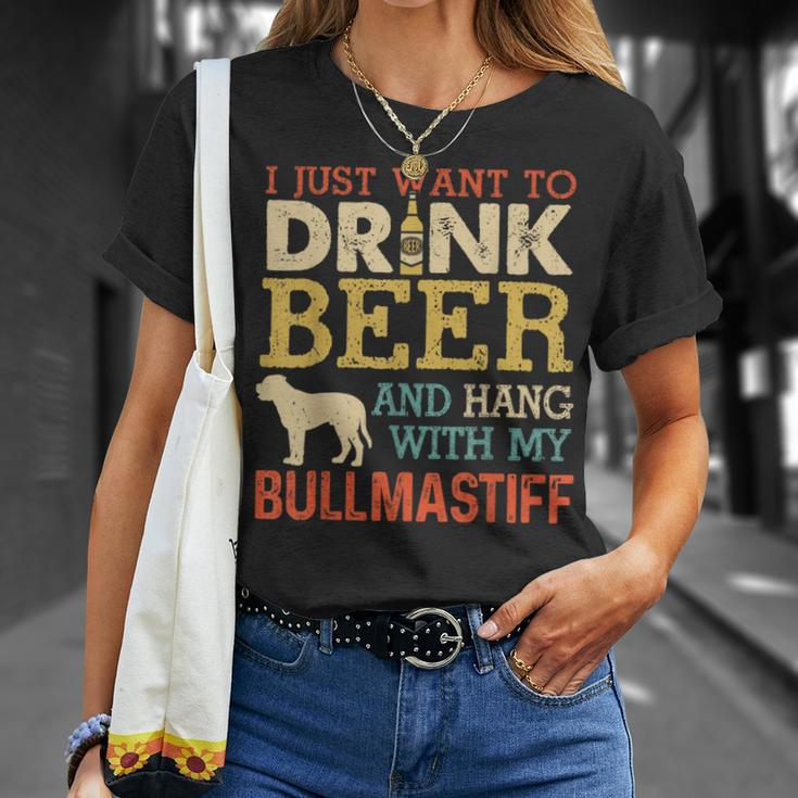 Bullmastiff Dad Drink Beer Hang With Dog Vintage T-Shirt Gifts for Her