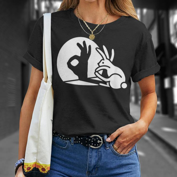 Bunny Rabbit Ok Okay Shadow Hand Gesture Sign Circle Game T-Shirt Gifts for Her