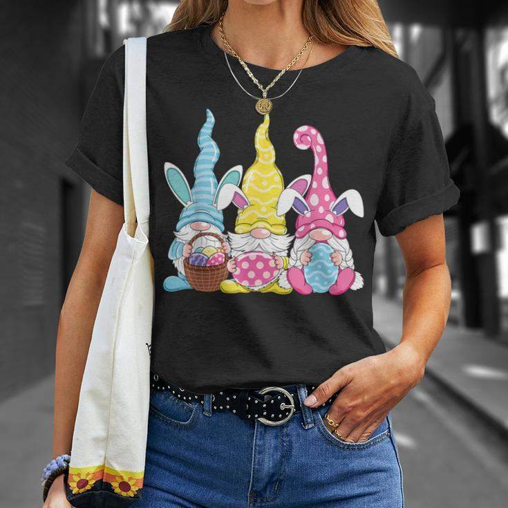 Bunny Rabbit Spring Gnome Easter Holding Egg Happy Easter T-Shirt Gifts for Her