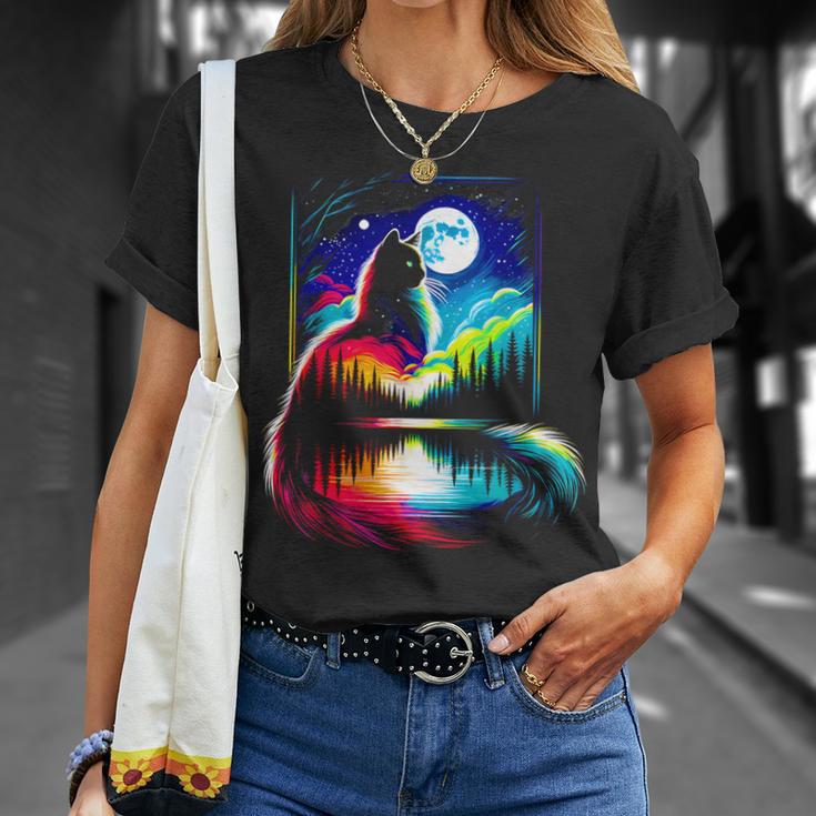 Bunte Katze Geist Tier Katze Besitzer Coole Illustration Kunst T-Shirt Geschenke für Sie