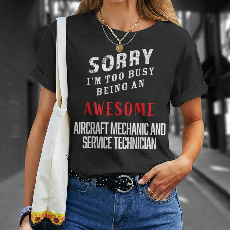 Busy Being Awesome Aircraft Mechanics Service Technicians T-Shirt Gifts for Her