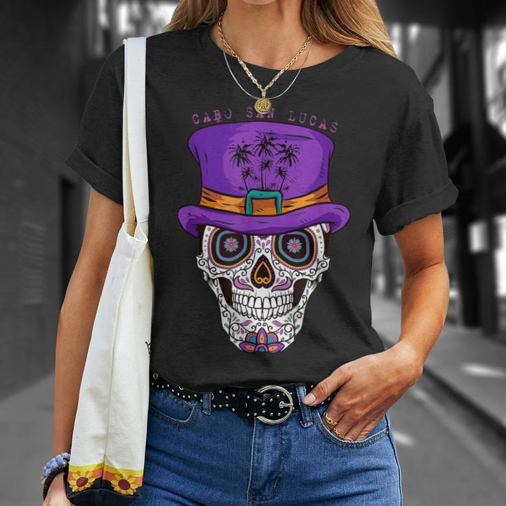 Cabo San Lucas Sugar Skull & Hat Souvenir T-Shirt Gifts for Her
