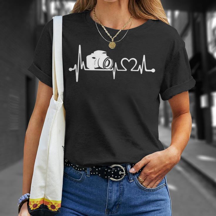 Camera Photography Heartbeat T-Shirt Gifts for Her