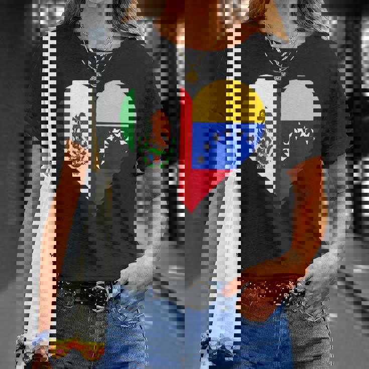 Camisaenezolana Mexicana Corazón Banderaenezuela México Camiseta unisex Regalos para ella