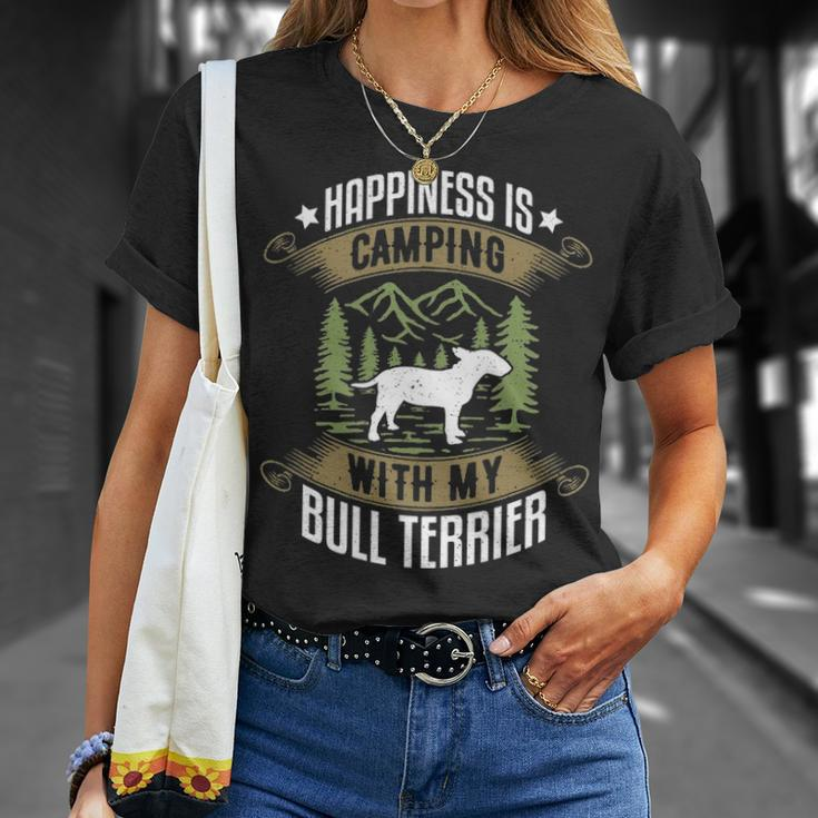 Camping With Bull Terrier Camp Lover Camping And Dogs T-Shirt Gifts for Her