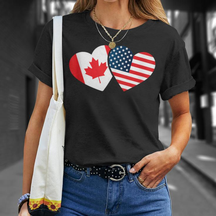 Canada Usa Flag Heart Canadian Americans Love Cute T-Shirt Gifts for Her