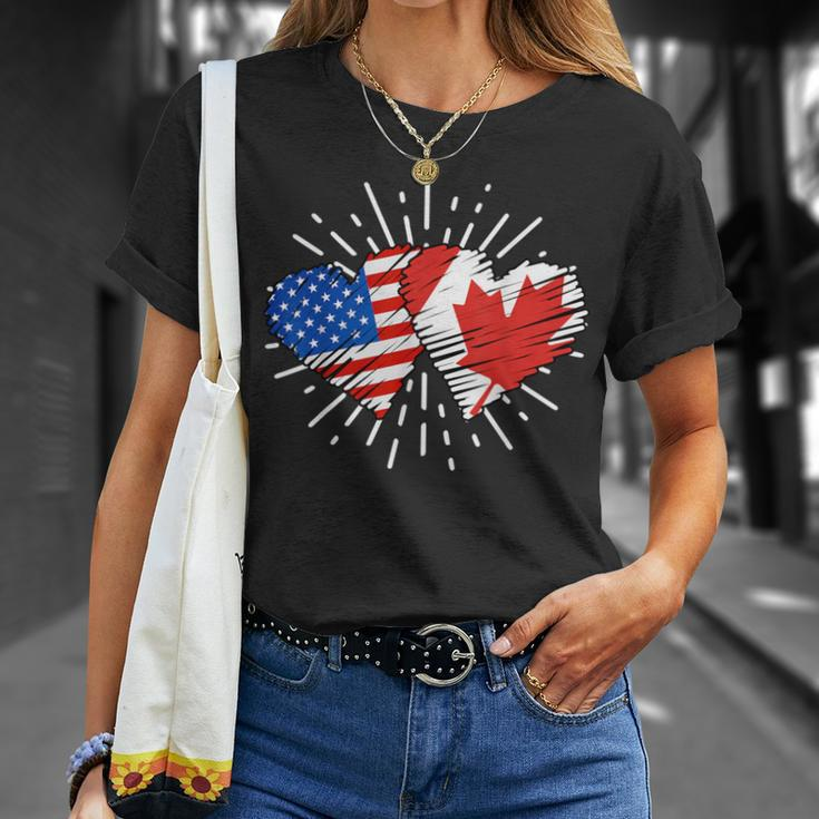 Canada Usa Friendship Heart With Flags Matching T-Shirt Gifts for Her