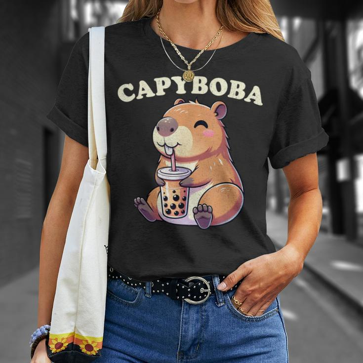 Capybara Capybara Rodent Capyboba Boba Milk Tea T-Shirt Gifts for Her