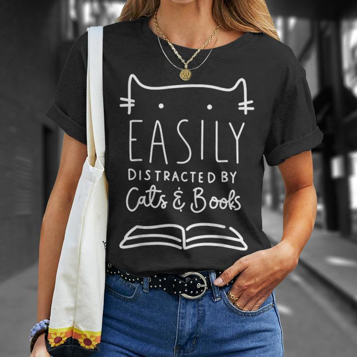 Cat Lover Cats And Books Book Lover Reading Lover Cat T-Shirt Gifts for Her