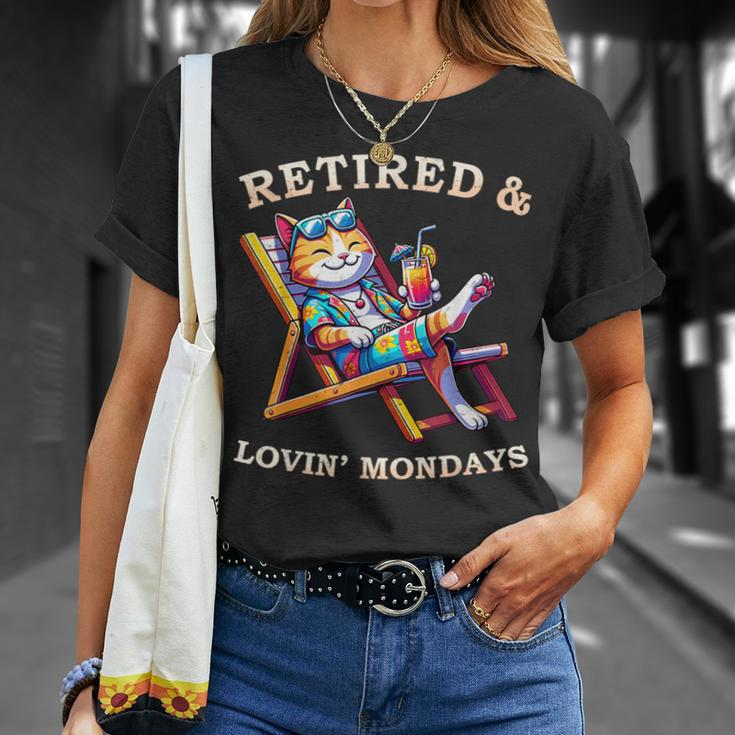 Cat Retired Lovin Mondays Meow Animal Lover Retirement T-Shirt Gifts for Her
