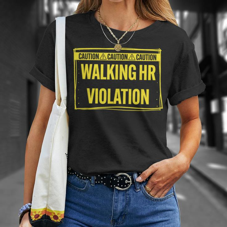 Caution Walking Hr Violation Sarcastic T-Shirt Gifts for Her