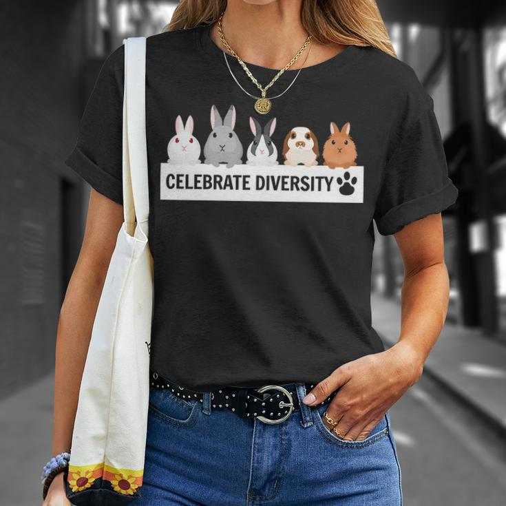 Celebrate Diversity Pet Bunnies For Rabbit Lovers T-Shirt Gifts for Her