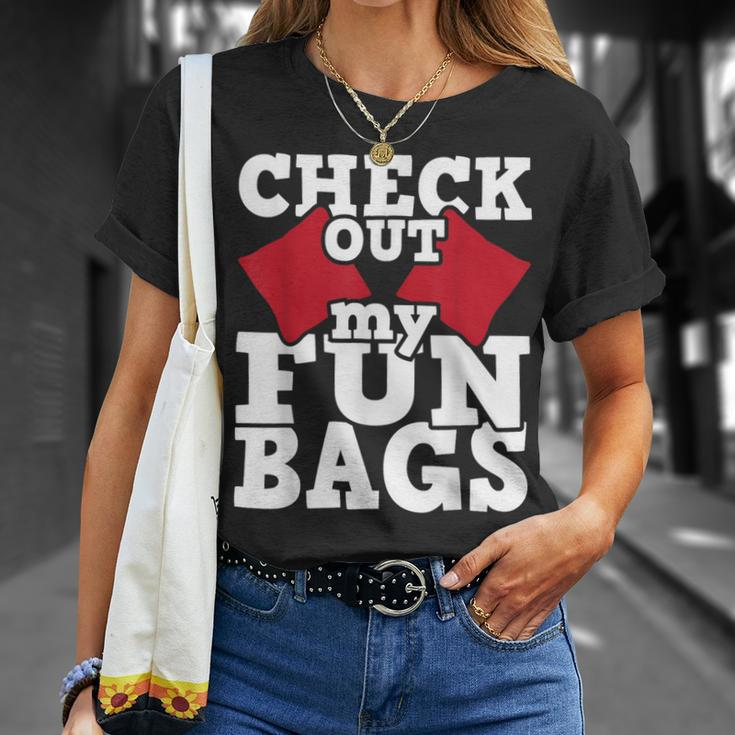 Check Out My Funbags Cornhole Player Bean Bag Game T-Shirt Gifts for Her
