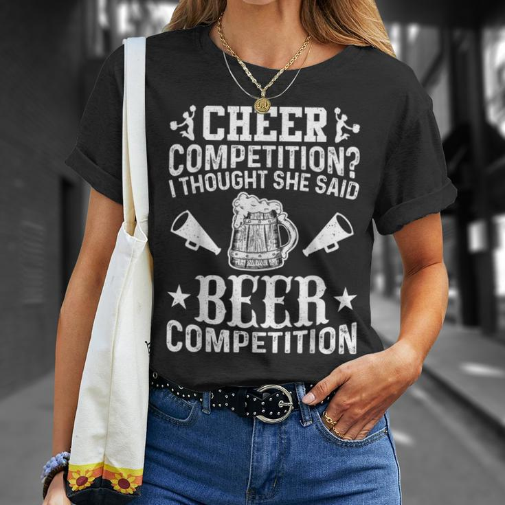 Cheer Dad Cheerleader Beer Competition Cheer Squad Papa T-Shirt Gifts for Her