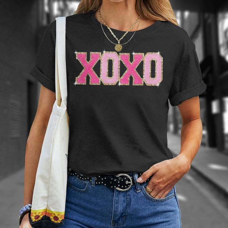 Chenille Patch Sparkling Xoxo Valentines Day Heart Love T-Shirt Gifts for Her