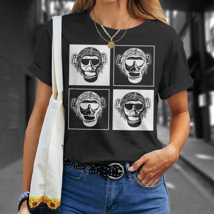 Chimpanzee Sunglasses Square Monkey T-Shirt Gifts for Her