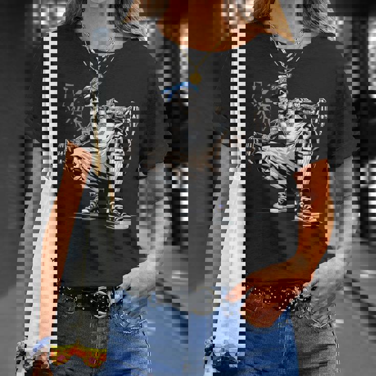 Cholo Chicano Homie Cool Mexican Gangster Skeleton Con Safos T-Shirt Gifts for Her