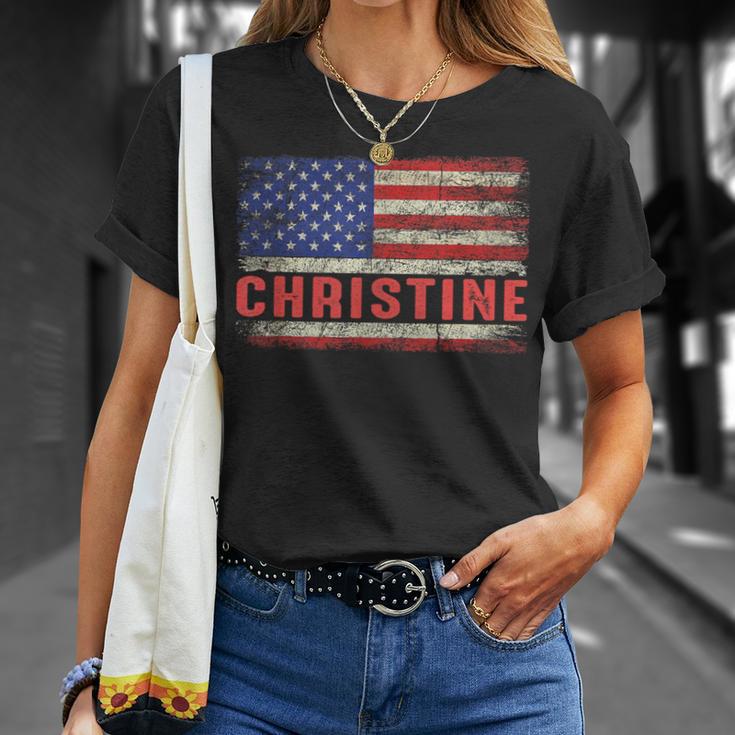 Christine Name American Flag Christine First Name T-Shirt Gifts for Her