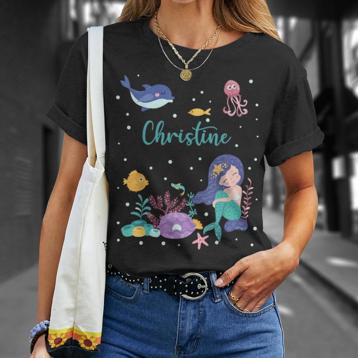 Christine Name Personalized Mermaid T-Shirt Gifts for Her