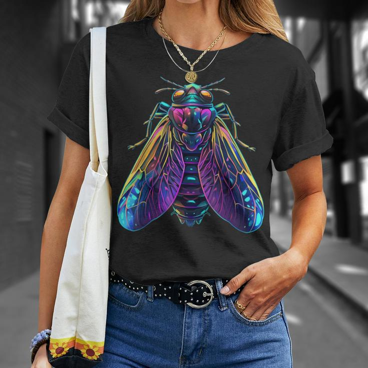 Cicada Insect Bug Colorful Entomology Entomologist T-Shirt Gifts for Her