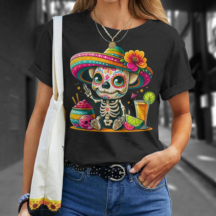 Cinco De Mayo Chihuahua Dog Mexican Sugar Skull Sombrero T-Shirt Gifts for Her