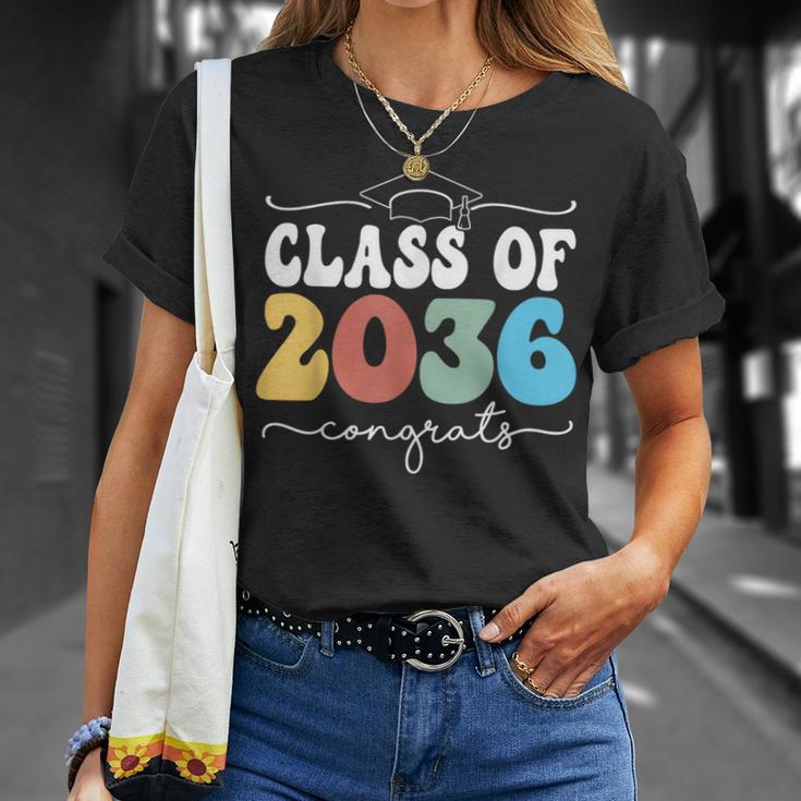 Class Of 2036 Kindergarten First Day Graduation Grow With Me T-Shirt Gifts for Her