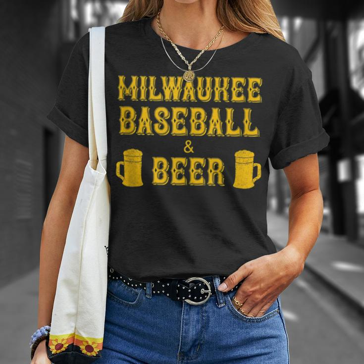 Classic Milwaukee Baseball & Beer Fan Retro Vintage T-Shirt Gifts for Her