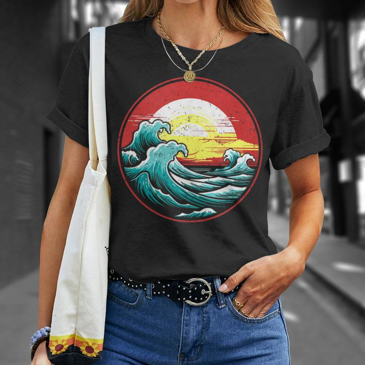 Coastline Sunset And Surf Waves Coastal Living Beach Lover T-Shirt Gifts for Her