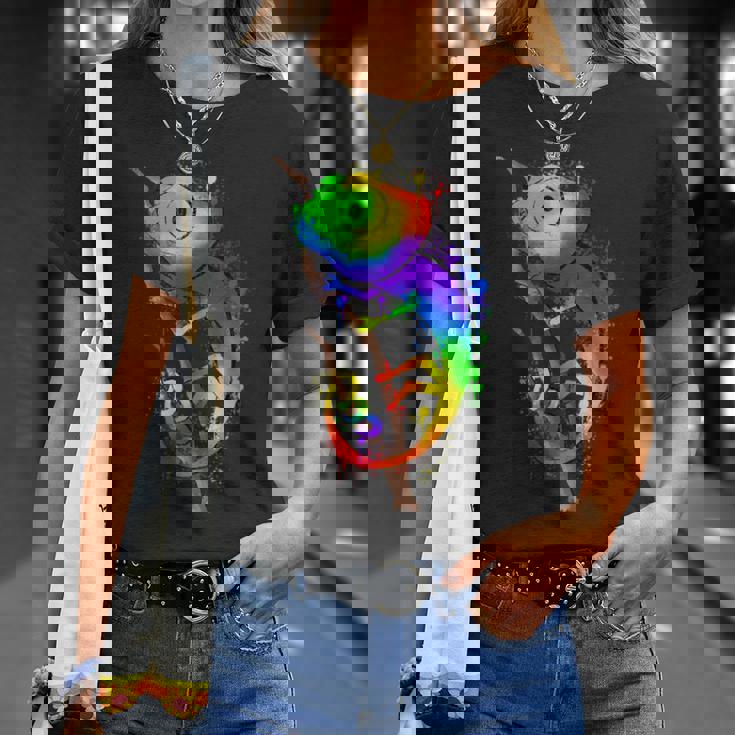 Colores De Camaleón Con Blobs De Color Lindo Arco Iris Camiseta unisex Regalos para ella