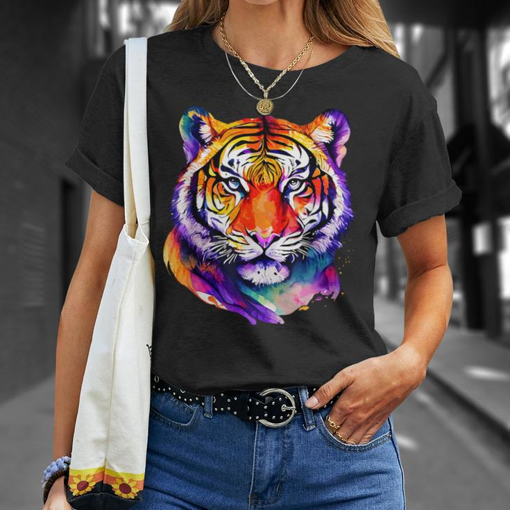 Colorful Tiger Face Neture Wild Animal Pet Lovers Men's T-Shirt Gifts for Her