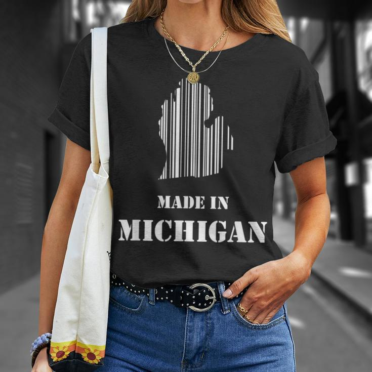 Cool Barcode State Map Made In Michigan T-Shirt Gifts for Her