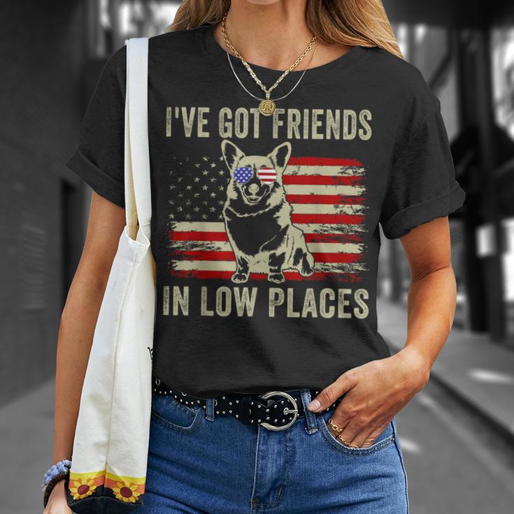 Corgi I've Got Friends In Low Places Pembroke Welsh Lover T-Shirt Gifts for Her